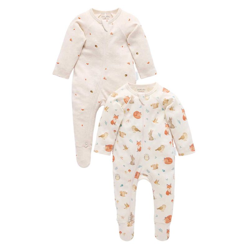 Purebaby Printed Zip Growsuit Pack image number 2